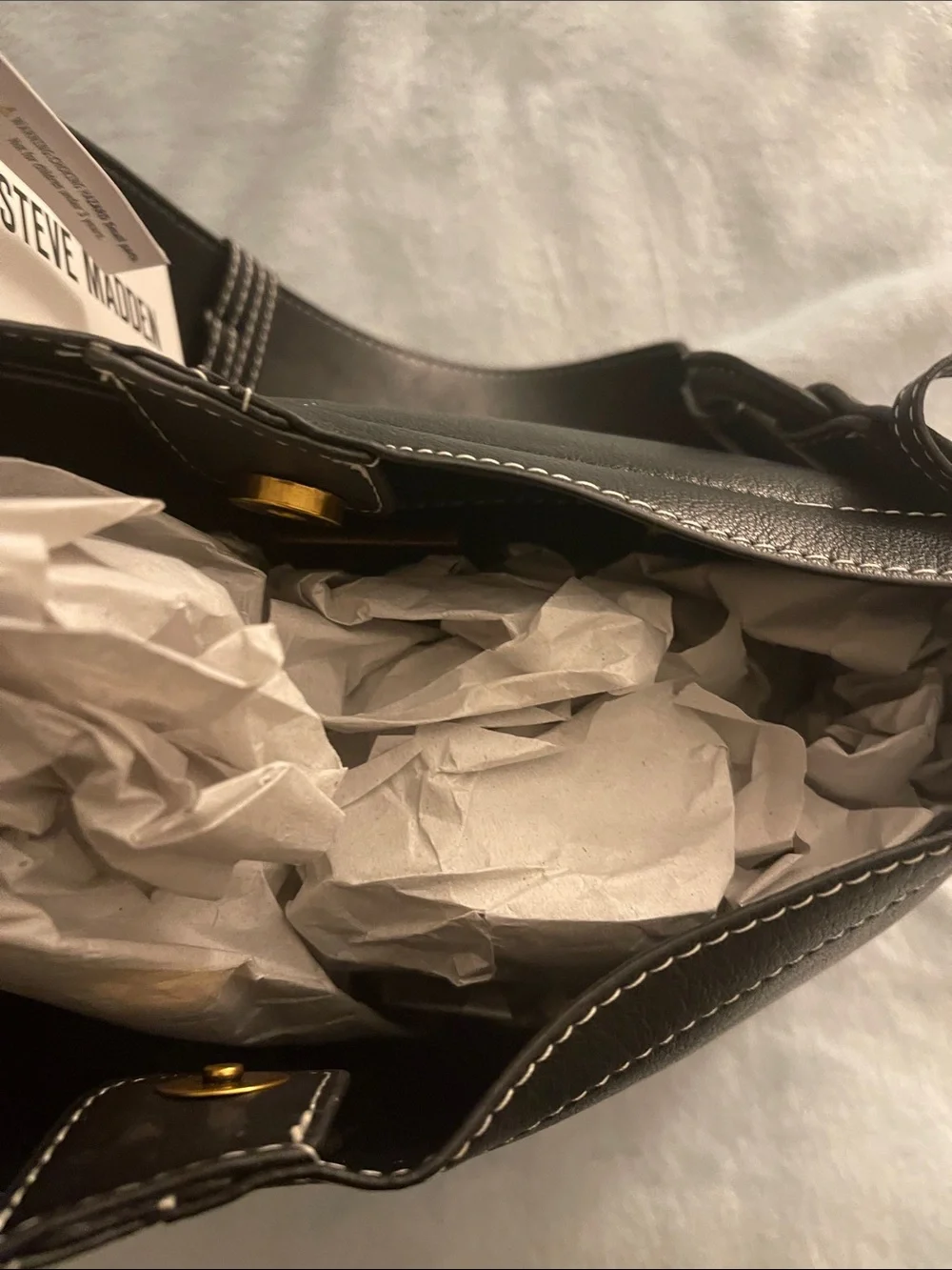 Steve Madden Black Vegan Leather Hobo Bag
